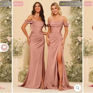 Beautiful Satin Pink Mauve Bridesmaid Dress